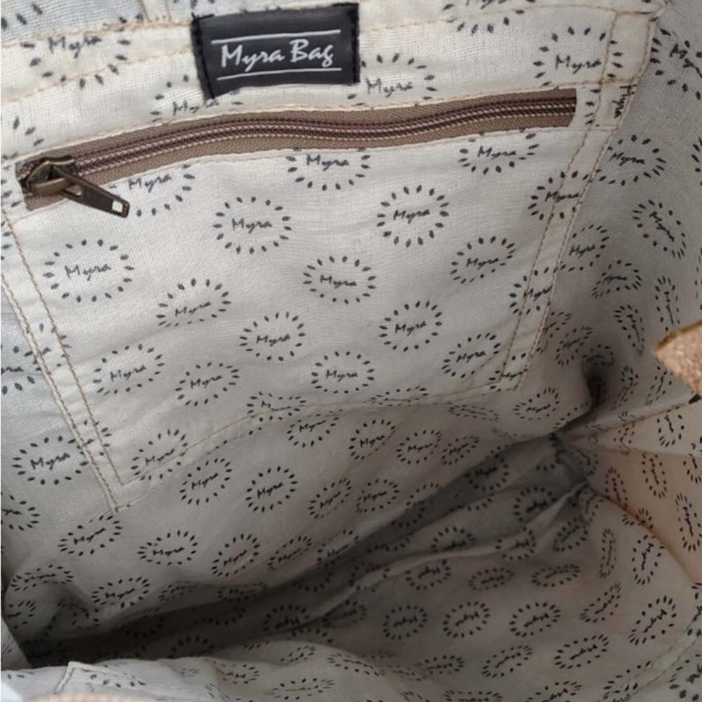 Myra Bag Olive and Brown Patchwork Tote - Picture 2 of 3